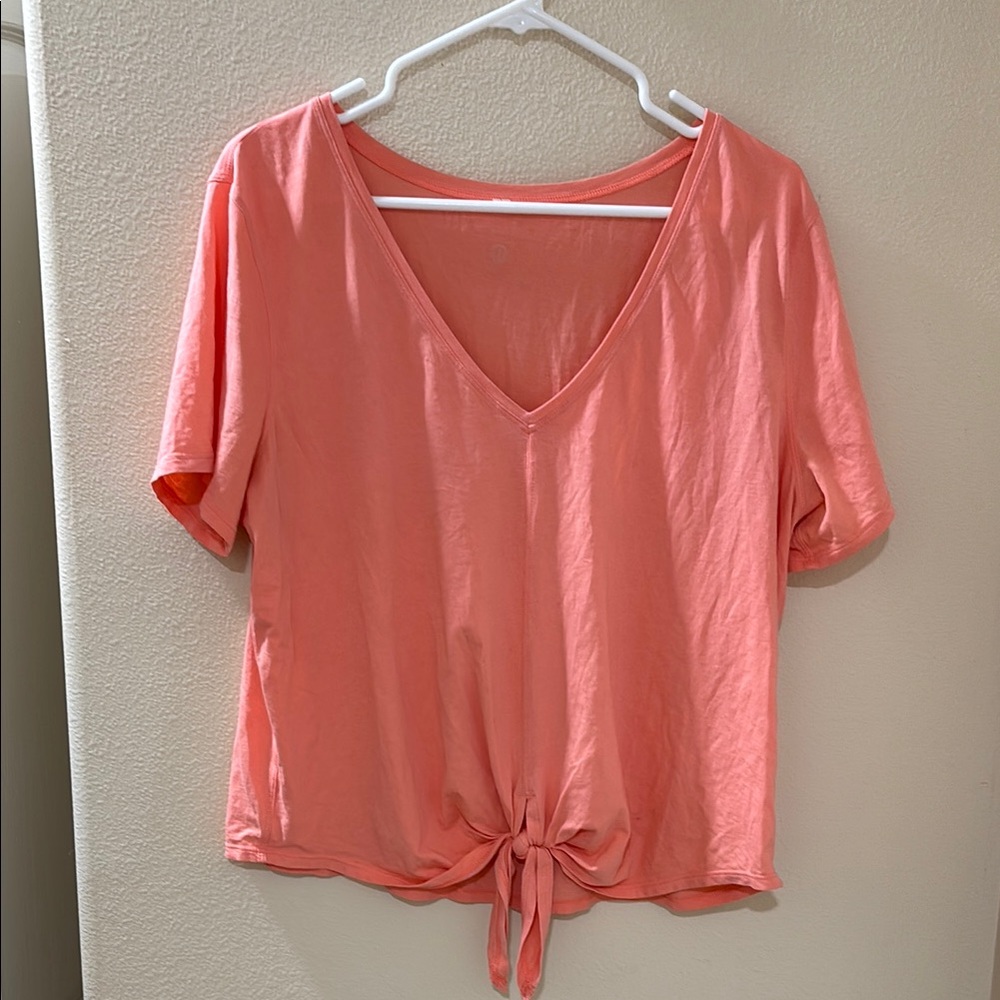 Lululemon Athletica Orange Tie Front T-Shirt